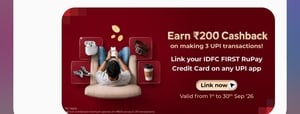 earn 200 cb on idfc upi rupay card (user specific)