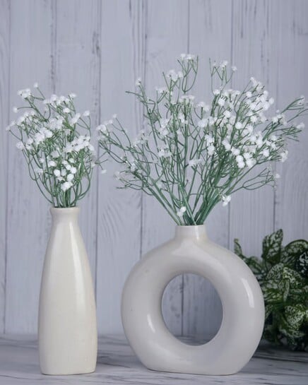OVG 60cm Fabric & Plastic Artificial Gypsophila Bouquet Stems (Without Vase)