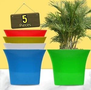 Nursery Hub 8-Inch Square Plant Container Set - Indoor & Outdoor Gardening Pots (Pack of 5)