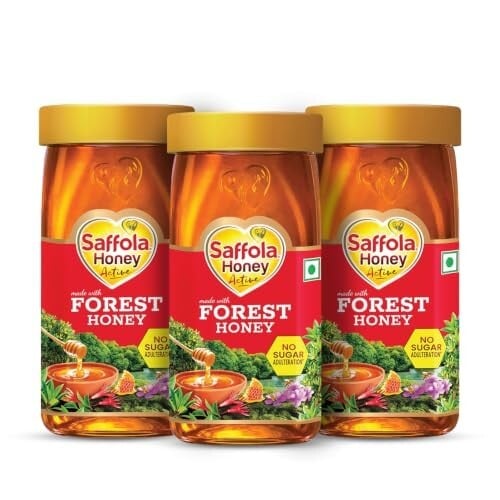 Saffola Honey Active, 500g, Made with Sundarban Forest Honey, 100% Pure Honey(Pack of 3)