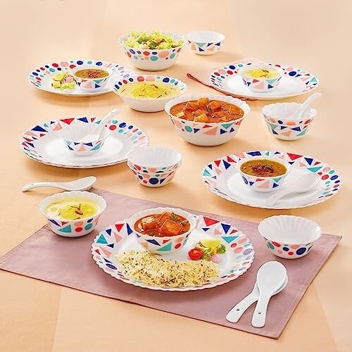 Larah by Borosil 27pc Opalware Dinner Set