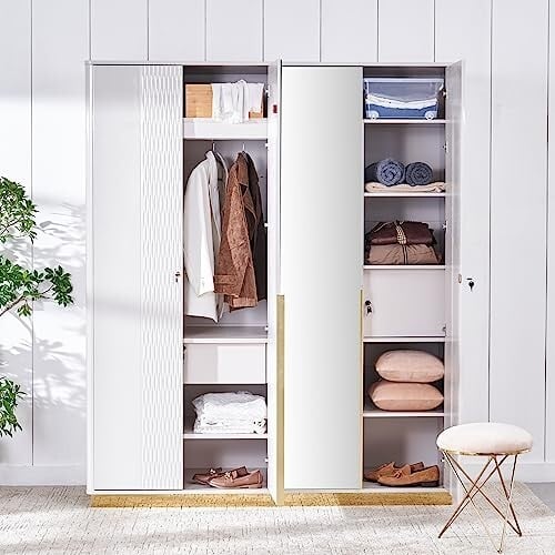 [ICICI / Axis Bank CC EMI] Home Centre Vegas 4-Door Wardrobe with Mirror & Drawers – Grey