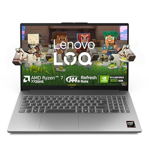 Lenovo LOQ Essential AMD Ryzen 7 7735HS | NVIDIA RTX 3050 6GB (16GB RAM/512GB SSD/144Hz Refresh Rate/15.6" (39.6cm)/Windows 11/Office Home 2024/3 Mon. Game Pass/Grey/1.8Kg), 83S0009SIN Gaming Laptop