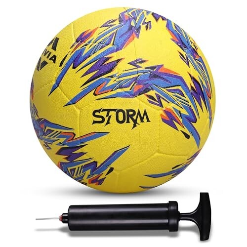 Nivia Combo Storm 2.0 Football (Size - 5, Yellow) with Ball Pump