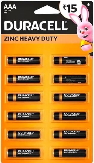 [Expired] Duracell AAA Zinc Heavy Duty Battery, Pack of 12, 100% Longer Lasting
