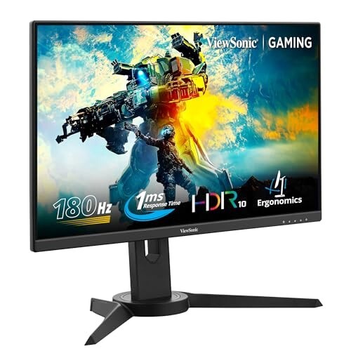 ViewSonic XG2409 24-inch (60.96cm) FHD 1920x1080p Gaming Monitor | SuperClear IPS | 180Hz | 1ms |HDR10 | AMD FreeSync | sRGB 104% | Eye-Care | Height, Swivel, Tilt & Pivot Adj. | 2X HDMI 2.0...