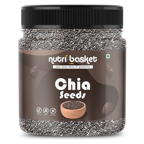 Nutribasket Premium Chia Seeds 750g | Raw & Non-GMO Chia Seeds for Eating | Rich in Fiber, Protein, Calcium & Omega 3 | Healthy Superfood for Smoothies, Salads, Baking & Diet Food