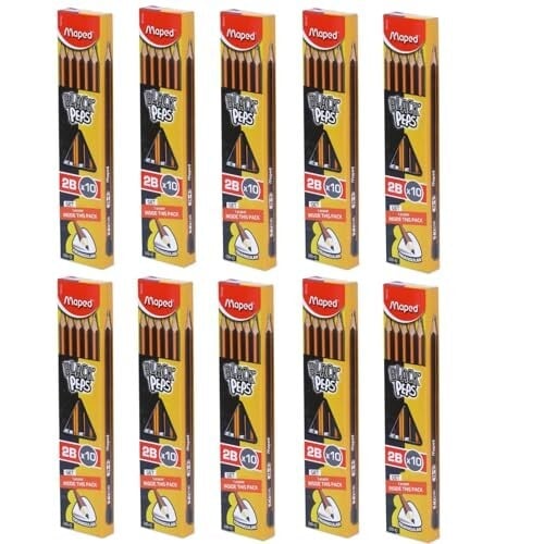 Maped Wooden Traingular Shape Wooden Pencil X10pc with Eraser| Set of 10box| Pack of 100pc