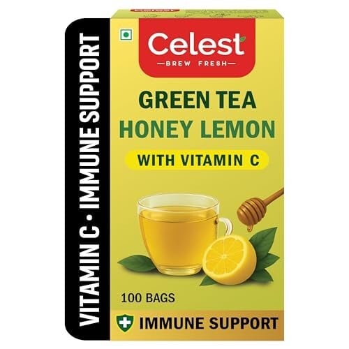 [Amazon Fresh] Celest Green Tea Lemon & Honey, with added Vitamin C, 100 Tea Bags | Green Tea [50% Coupon]