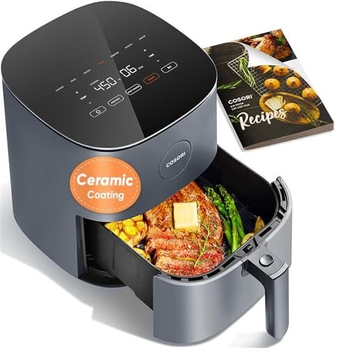 Click to enlarge COSORI Air Fryer 5 QT (4.7 Litre) Black, 1500W Fast Cooking 9 Preset Menu, 30 Recipes Cookbook, Grill, Broil, Roast, Toast, Bake, Reheat, Defrost, Digital Touch Panel (CAF-L501)