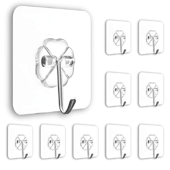 PVC Plastic Flower Wall Hooks for Hanging – Pack of 5 | Heavy Duty Self Adhesive Transparent PVC Hook Sticker | Reusable No Drill Wall Hangers for Kitchen, Bathroom, Outdoor & Home Storage