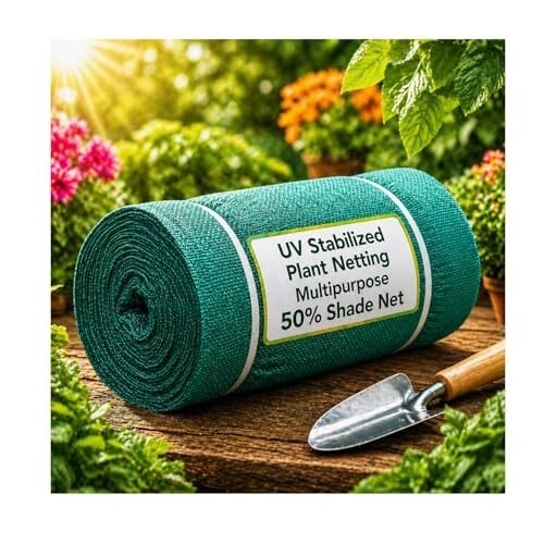 Click to enlarge Green Shade Net, 50% UV Sun Protection, for Terrace, Garden, Green House, Balcony, & Gardening Multipurpose Agro Netting (10x4 feet)