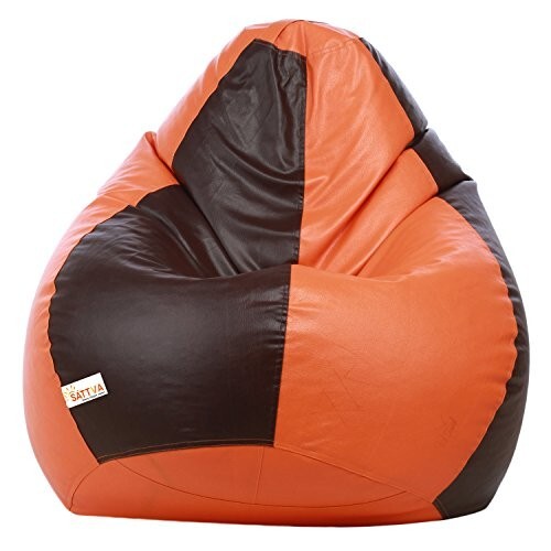 Sattva Classic Bean Bag Cover Without Beans XXXL Size Dual Colour - Brown Orange