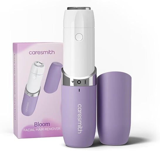 CARESMITH Bloom Facial Shaver | Trimmer For Woman | Upper Lip, Chin & Cheeks | Facial Hair Removal Machine | Hypoallergenic Blades | 1 AA Battery Included, Purple