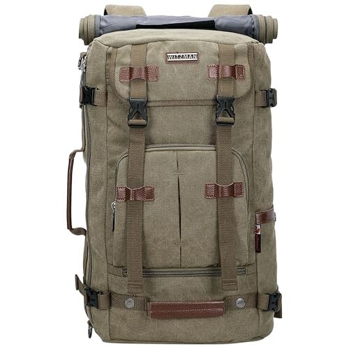 WITZMAN Canvas Backpack for Man Vintage Travel Backpack Large Laptop Backpack Convertible Shoulder Rucksack