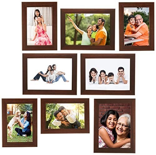 Amazon Brand - Solimo Collage Photo Frames, Set of 8, Brown