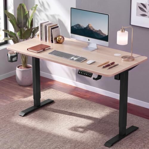 Dr Luxur Stallion Electric Standing Desk | Height Adjustable 70-114cm | 80kg Load | 3 Memory Presets | Zero Wobble | Child Lock | Low Noise Motor | 5 Year Warranty (Arctic Oak, 1200 * 600 mm)