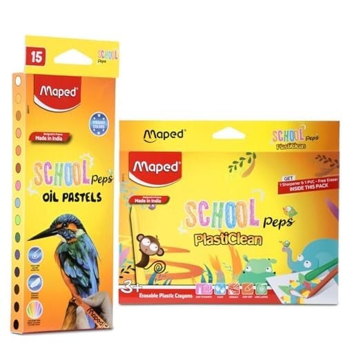 Maped Colouring Kit-Set of 2|Playful and Bright Shades|Matte finish -Oil Pastels(12Shades)