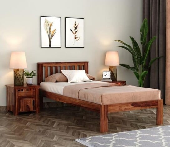 Orus Double Size Sheesham Wood Bed for Bedroom (48x78) with 2 Years Warranty | Office Furniture | Living Room Cot | Wooden Bed | Daybed |Traditional Beds | Bedroom Furniture |