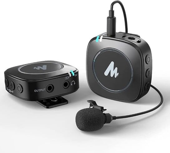 MAONO WM820 Wireless Collar Mic for YouTubers Vlog, Video Recording, Interview. Compact Microphone with 6H Battery