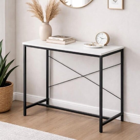 Amazon Brand - Solimo Study Table for Home Office | Engineered Wood Computer Desk | Compact & Sturdy Desk for Small Spaces | White | L 90 x W 61.5 x H 75 cm
