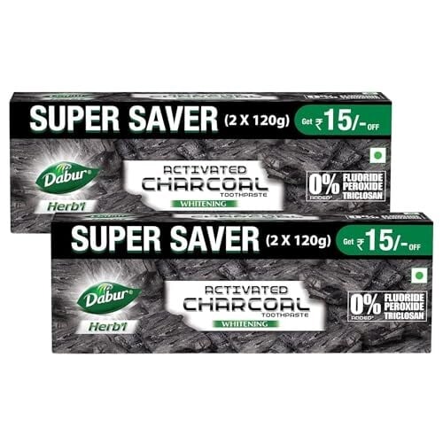 DABUR Herb'L Activated Charcoal Toothpaste 480G (120G x4, Pack of 4)