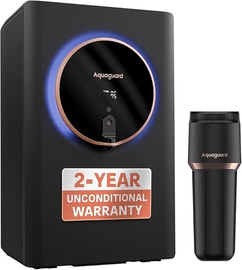 Aquaguard Aspire Glow RO+UV+Copper+Alkaline Water Purifier | 2-Year Unconditional Warranty | Intelligent Halo Lights & TDS Display | 5th Gen UV LED | 12-Stage