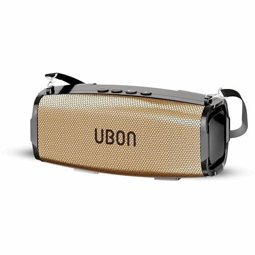 UBON Shahenshah SP-65G, 20 watt Portable Bluetooth Speaker, 10 Hours Long Playtime, RGB Lights, Multiple Connectivity Wireless Party Speaker (Gold)