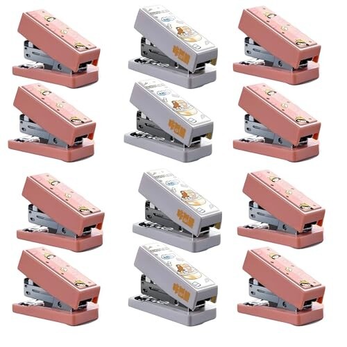 Crackles Cute Effective Mini Stapler for Boys, Girls, Children for Art & Craft Activities & Portable Convenient Stapler Students for School Projects (Random Color and Print) (Pack of 12)