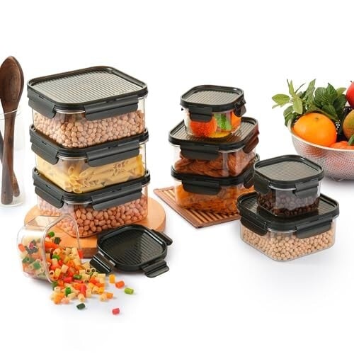 CELLO Modulock Pet Storage Container For Kitchen Set of 9 Pcs, Black (1000ml x 3, 600ml x 3, 260ml x 3) | [16% Coupon]