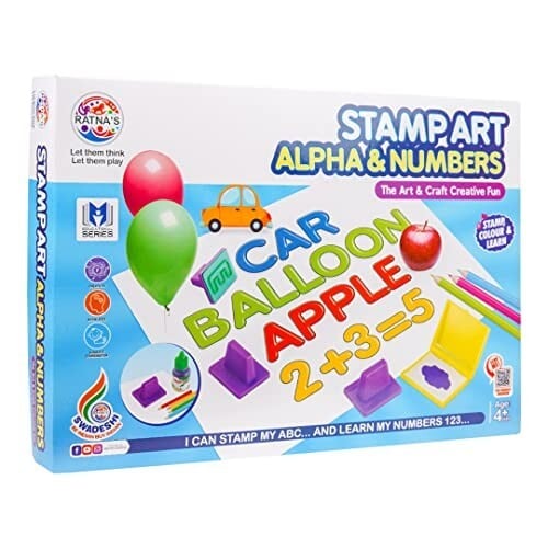 RATNA'S Stamp Art Alphabets & Numbers | Art & Craft Creative Fun Kit