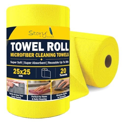 Click to enlarge Story@Home 20 X All Purpose Microfiber Reusable Cleaning Cloth Towel Yellow