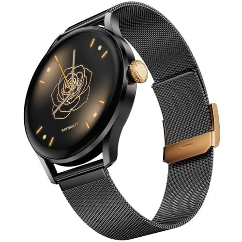 Fire-Boltt Glitz Women Smart Watch with 1.19” AMOLED Display, Bluetooth Calling, Rotating Crown, Always On Display, 1000 Nits Brightness, IP68 Waterproof Midnight Onyx