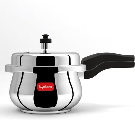 Click to enlarge Lifelong Stainless Steel Curve Pressure Cooker 2Liters