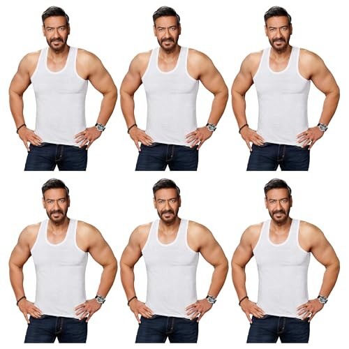 Amul Comfy Men’s Vest | 100% Cotton Single Jersey Fabric | U Neck Sleeveless Innerwear | Ultra Soft Hand Feel | Seamless Body | Superior Comfort Color May Vary (Pack of 6)