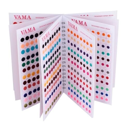 VAMA 10-Page Spiral Bindi Book with Compact Mirror & Mixed Size Round Bindis