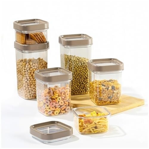 CELLO Airlock Square Pet Storage Jar for Kitchen Set of 6 Pcs