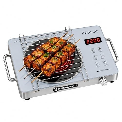 Cadlec HeatBlaze 2200W Infrared Cooktop with Grill Rack & Touch Control