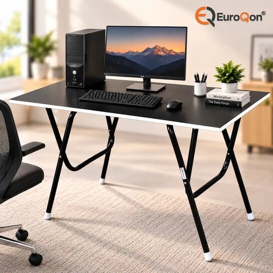 Click to enlarge EuroQon Workstation Foldable Engineered Wood Computer Desk (Modul...more