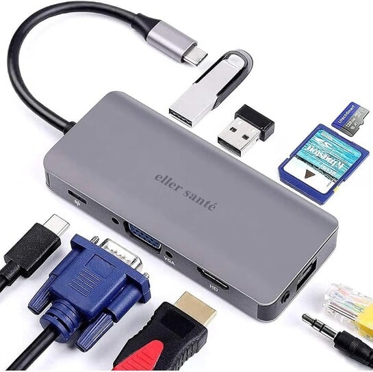 eller santé® USB C Hub Hyperion 9IN1 Type C Hub, 4K HDMI Output