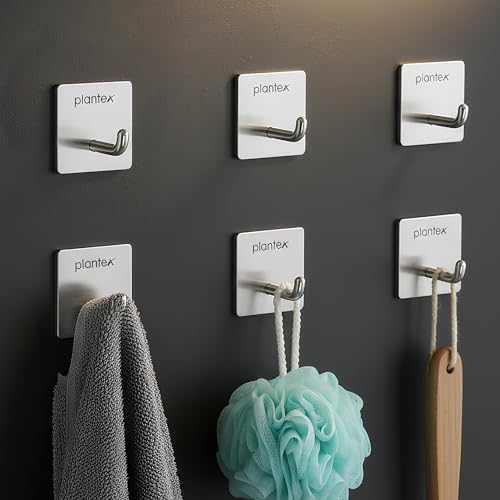 Plantex Wall Hanging Hook/Bath Towel Hook/Self Adhesive Square Robe Hooks for Kitchen/Bathroom/Stylish Home Decor Items - Pack of 6 (Chrome)