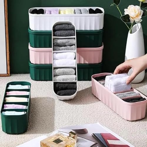 TEX-RO Storage Box and Organiser - Cloth Organizer for Storage, Wardrobe Organizer for Storage, Clothes Organizer, Drawer Organizers for Underwear, Socks, Ties (Set Of 4, Multi-colour)