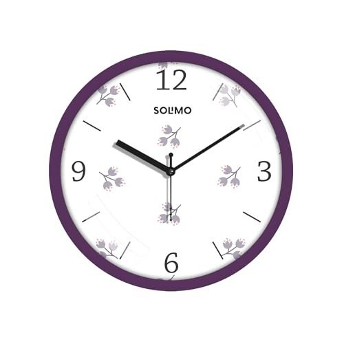 Solimo 11-Inch Classic & Modern and Stylish Silent Movement Wall Clock - Purple - Analog, Plastic