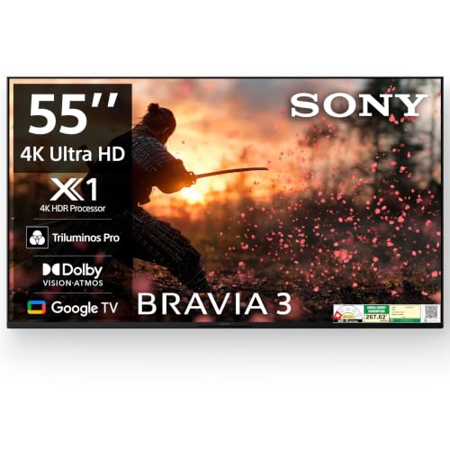 Sony BRA 3 Series 139 cm (55 inches) 4K Ultra HD AI Smart LED Google TV K-55S30B (Black)-3 Years Warranty for Limited