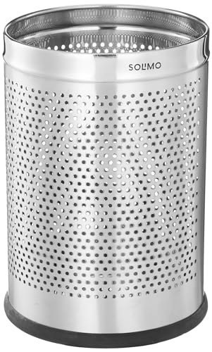Solimo Stainless Steel Perforated Dustbin 8" X 12" - Open-Top, Ss; Silver