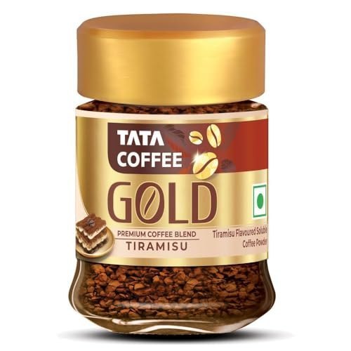 Tata Coffee Gold Tiramisu Flavoured Soluble Coffee Powder, 25g, Enjoy Hot or Cold, Perfect For Espresso, Latte, Cappuccino, Strong Taste & Rich Aroma