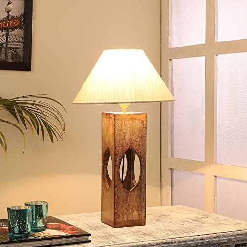 tu casa Mango Wood Table Lamp - with Off- 44 —