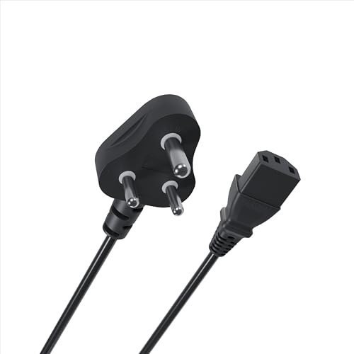 Geonix 1.5 Meter Computer Power Cable Cord for Desktops PC, Printers, Monitors, SMPS Power Cable (Black)