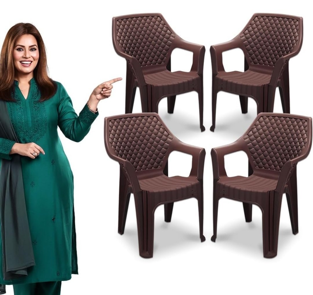 MAHARAJA 4x200Kg Modern Plastic Chair Set  with Arm Rest