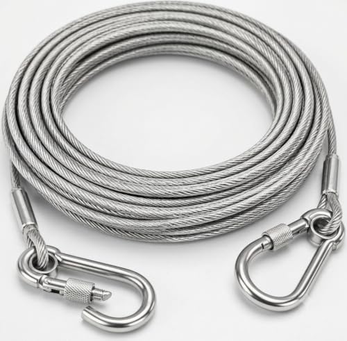 10 Meter Stainless Steel Clothesline Rope with Carabiner Hoo